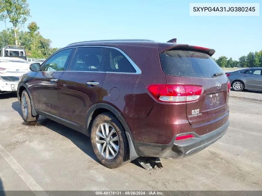 5XYPG4A31JG380245 2018 Kia Sorento 2.4L Lx