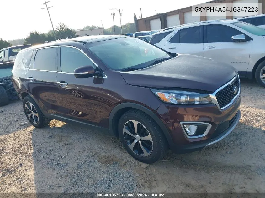 2018 Kia Sorento 3.3L Ex VIN: 5XYPH4A54JG347223 Lot: 40185793