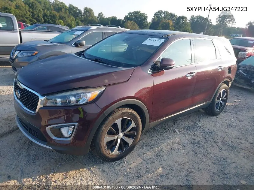 2018 Kia Sorento 3.3L Ex VIN: 5XYPH4A54JG347223 Lot: 40185793