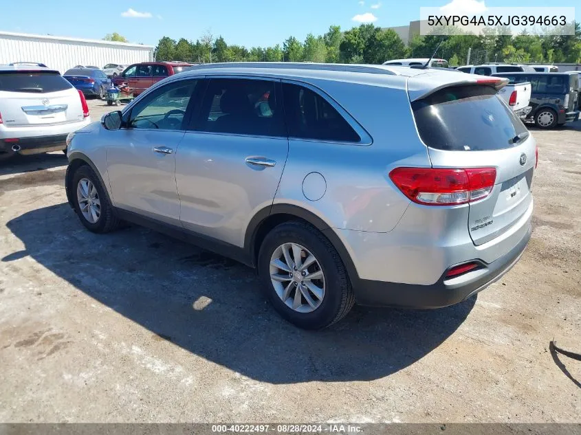 5XYPG4A5XJG394663 2018 Kia Sorento 3.3L Lx