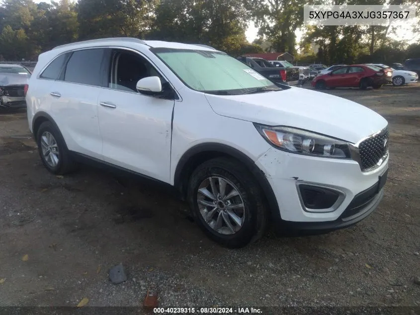 2018 Kia Sorento 2.4L Lx VIN: 5XYPG4A3XJG357367 Lot: 40239315