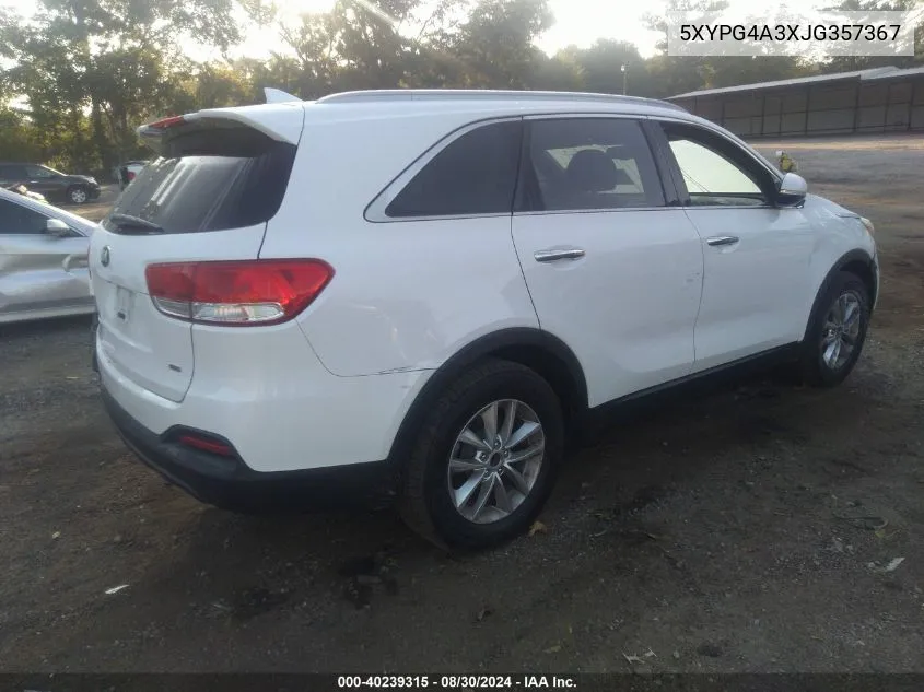 5XYPG4A3XJG357367 2018 Kia Sorento 2.4L Lx