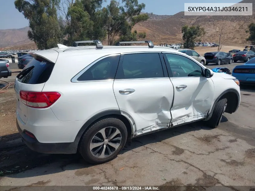 2018 Kia Sorento Lx/L VIN: 5XYPG4A31JG346211 Lot: 40245678