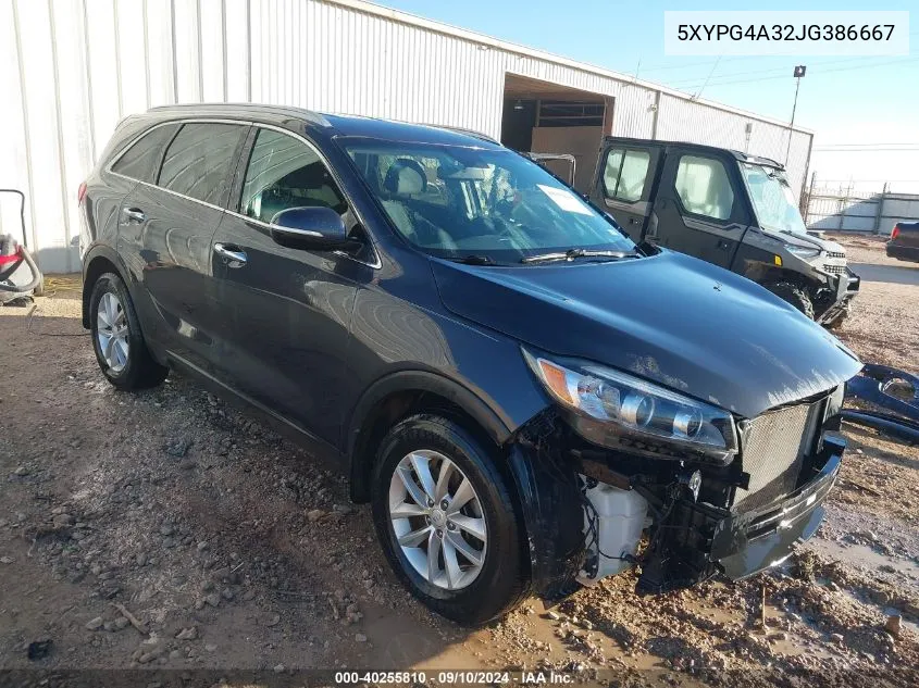 5XYPG4A32JG386667 2018 Kia Sorento 2.4L Lx