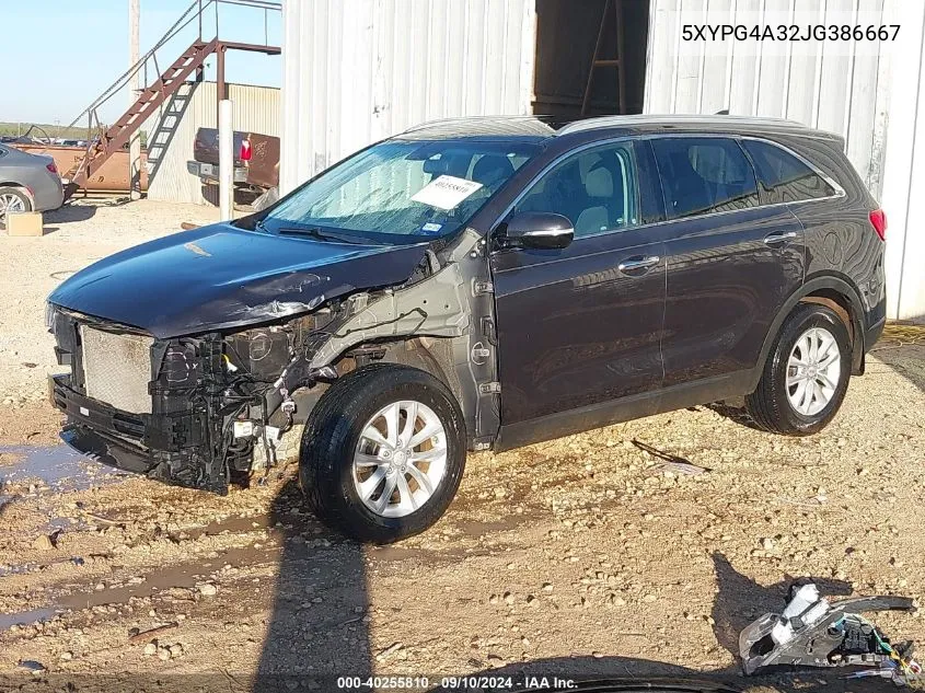 5XYPG4A32JG386667 2018 Kia Sorento 2.4L Lx