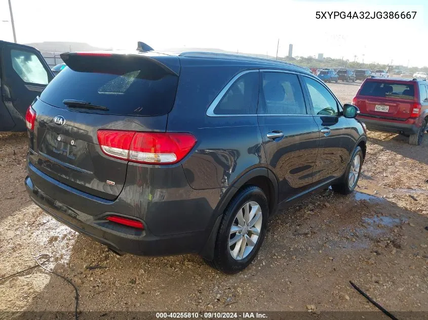 5XYPG4A32JG386667 2018 Kia Sorento 2.4L Lx