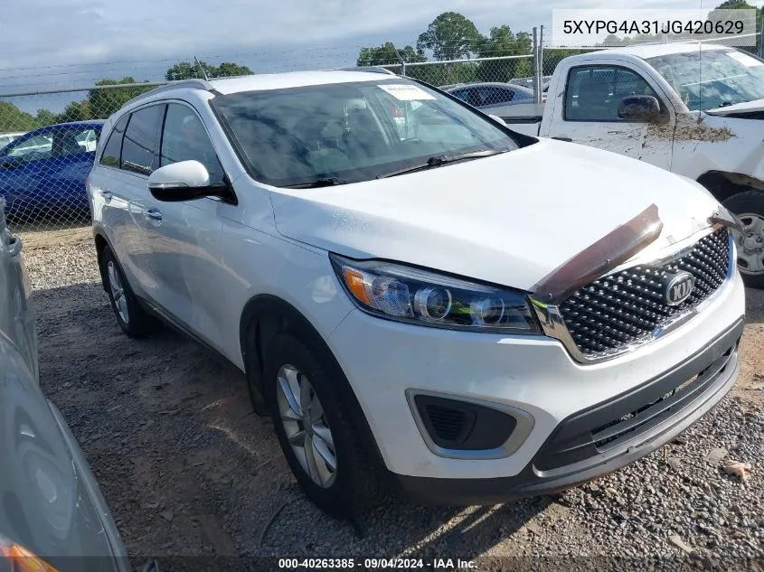 2018 Kia Sorento 2.4L Lx VIN: 5XYPG4A31JG420629 Lot: 40263385