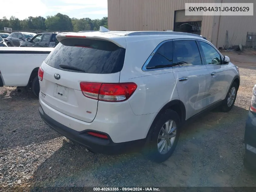 5XYPG4A31JG420629 2018 Kia Sorento 2.4L Lx