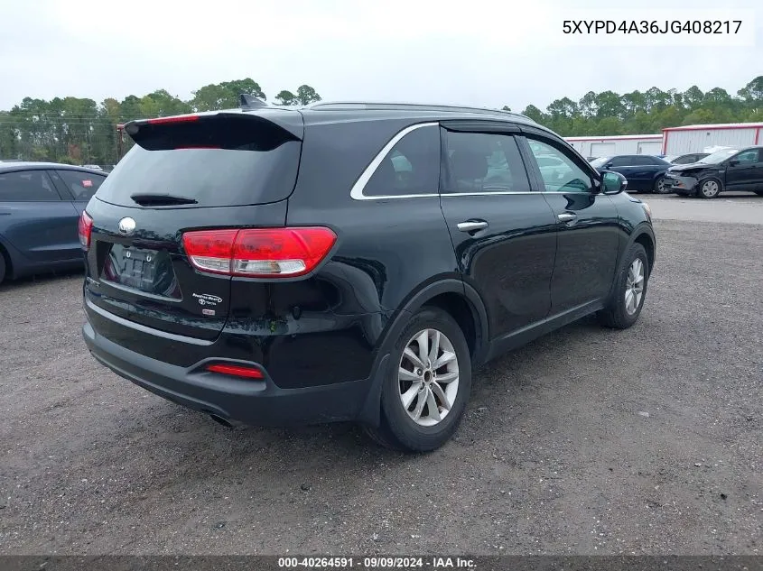 2018 Kia Sorento 2.4L Lx VIN: 5XYPD4A36JG408217 Lot: 40264591