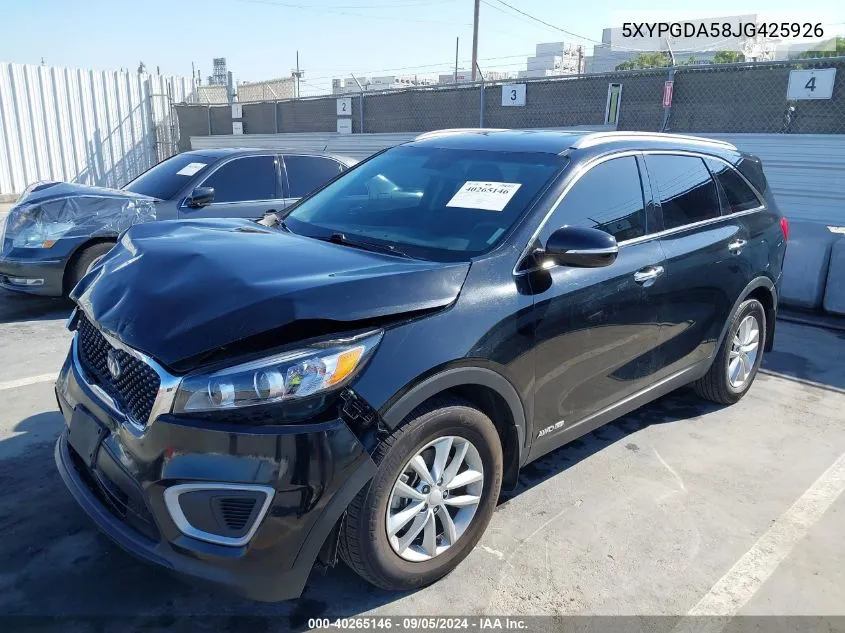 2018 Kia Sorento Lx/L VIN: 5XYPGDA58JG425926 Lot: 40265146