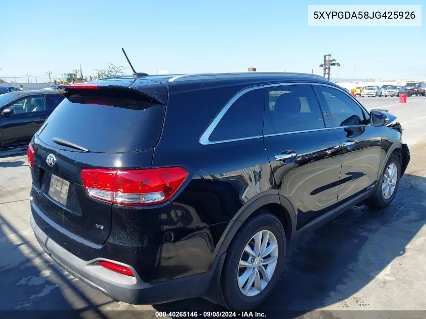 2018 Kia Sorento Lx/L VIN: 5XYPGDA58JG425926 Lot: 40265146