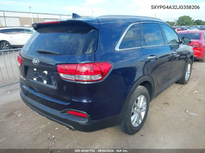 2018 Kia Sorento 2.4L Lx VIN: 5XYPG4A32JG358206 Lot: 40267702