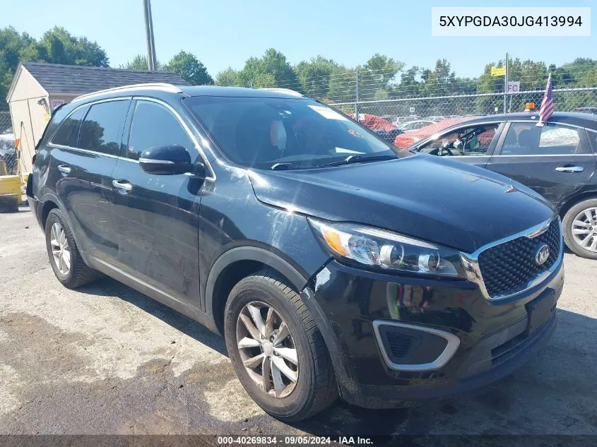 2018 Kia Sorento 2.4L Lx VIN: 5XYPGDA30JG413994 Lot: 40269834