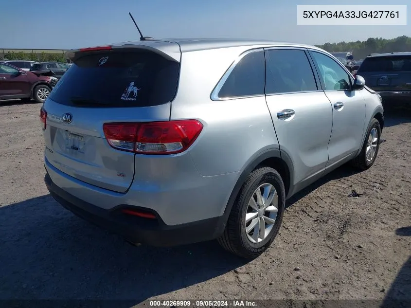 2018 Kia Sorento Lx/L VIN: 5XYPG4A33JG427761 Lot: 40269909