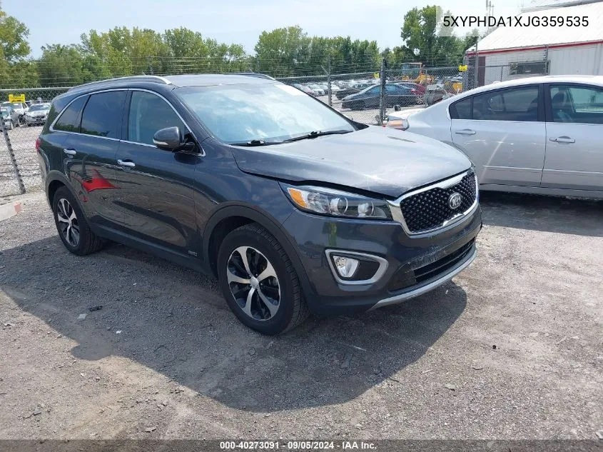 2018 Kia Sorento Ex VIN: 5XYPHDA1XJG359535 Lot: 40273091