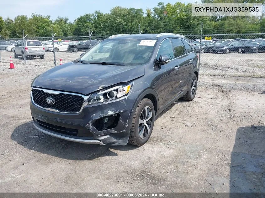 2018 Kia Sorento Ex VIN: 5XYPHDA1XJG359535 Lot: 40273091