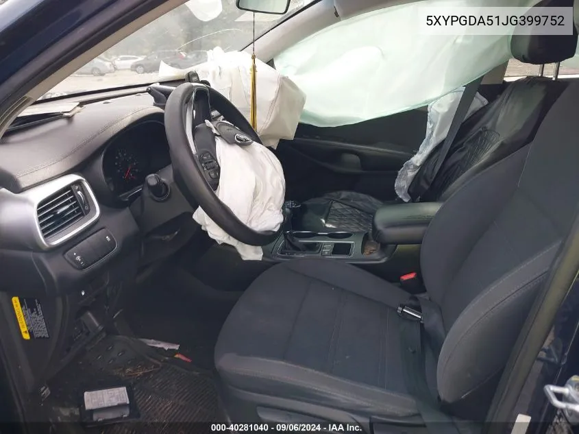 5XYPGDA51JG399752 2018 Kia Sorento 3.3L Lx