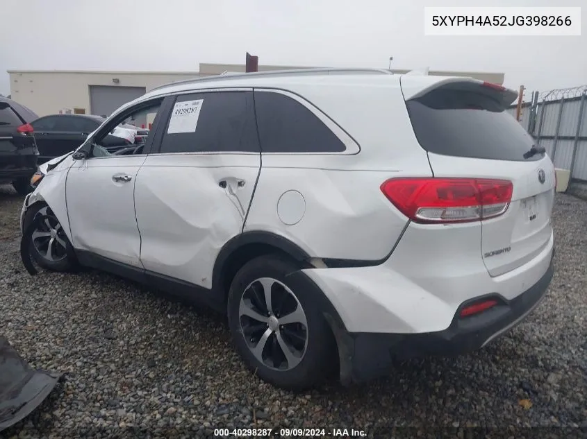 2018 Kia Sorento Ex VIN: 5XYPH4A52JG398266 Lot: 40298287