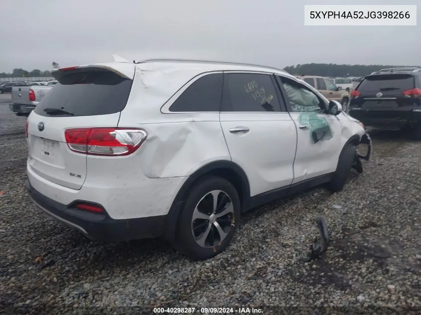 2018 Kia Sorento Ex VIN: 5XYPH4A52JG398266 Lot: 40298287