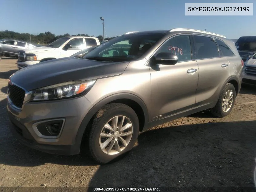 2018 Kia Sorento Lx/L VIN: 5XYPGDA5XJG374199 Lot: 40299978