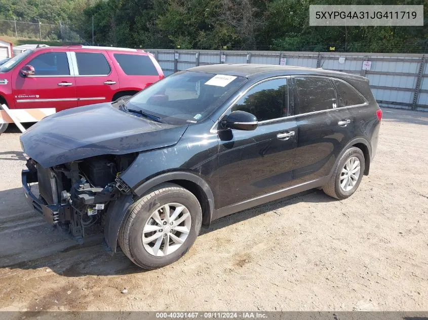 2018 Kia Sorento 2.4L L VIN: 5XYPG4A31JG411719 Lot: 40301467