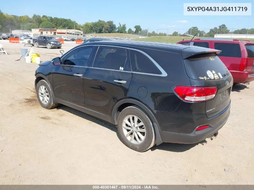 2018 Kia Sorento 2.4L L VIN: 5XYPG4A31JG411719 Lot: 40301467