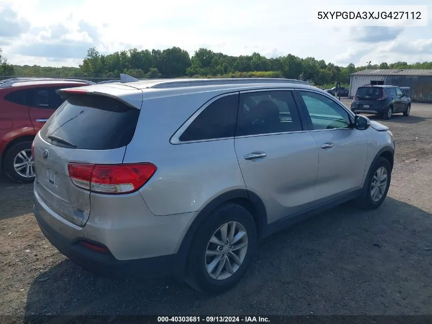 5XYPGDA3XJG427112 2018 Kia Sorento 2.4L Lx