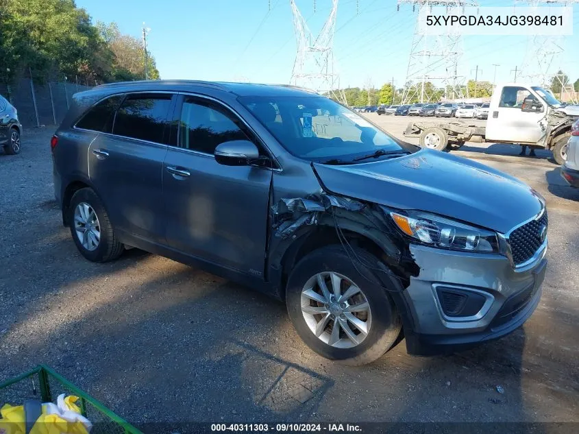 5XYPGDA34JG398481 2018 Kia Sorento Lx/L