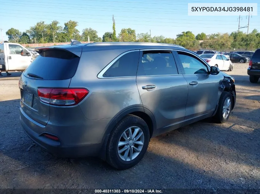 5XYPGDA34JG398481 2018 Kia Sorento Lx/L