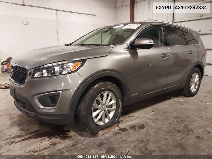 5XYPGDA31JG342384 2018 Kia Sorento 2.4L Lx