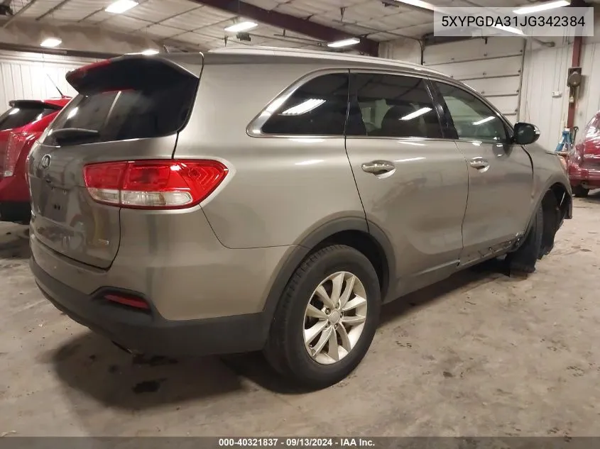 5XYPGDA31JG342384 2018 Kia Sorento 2.4L Lx