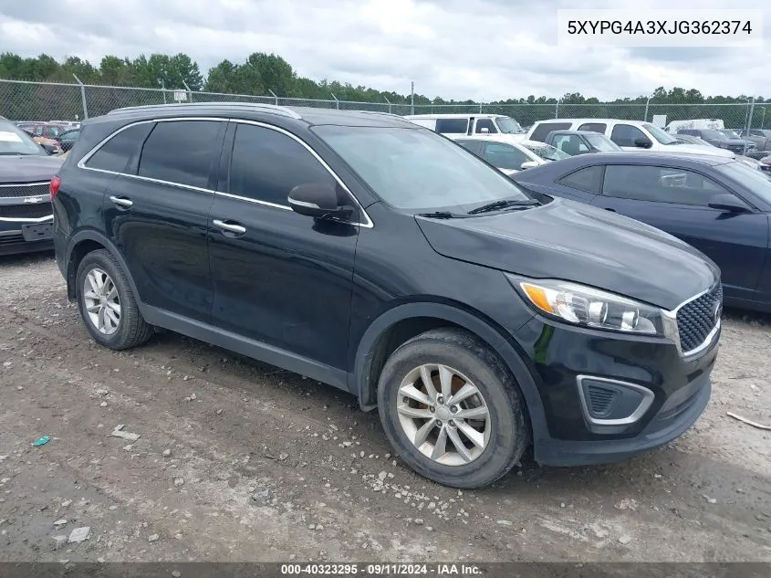 2018 Kia Sorento Lx/L VIN: 5XYPG4A3XJG362374 Lot: 40323295