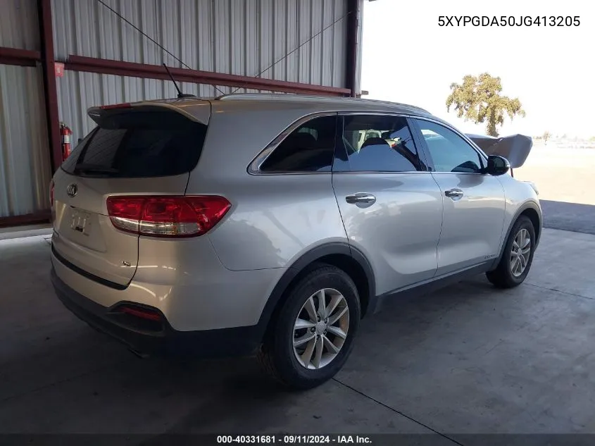 2018 Kia Sorento 3.3L Lx VIN: 5XYPGDA50JG413205 Lot: 40331681