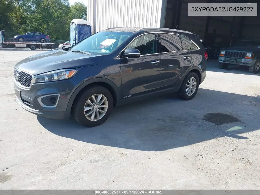 5XYPGDA52JG429227 2018 Kia Sorento 3.3L Lx