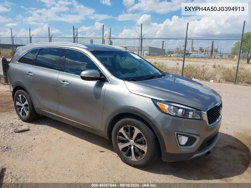 2018 Kia Sorento 3.3L Ex VIN: 5XYPH4A50JG394913 Lot: 40357644