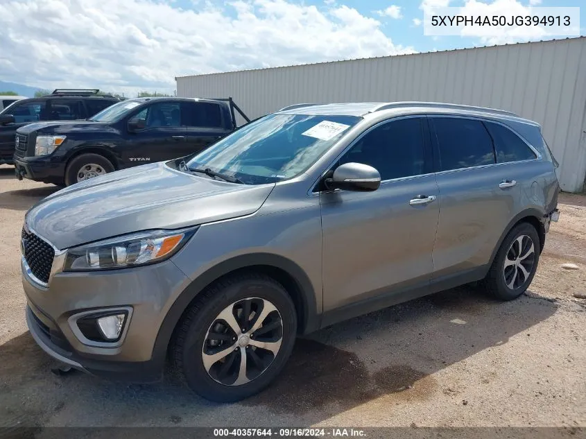 2018 Kia Sorento 3.3L Ex VIN: 5XYPH4A50JG394913 Lot: 40357644