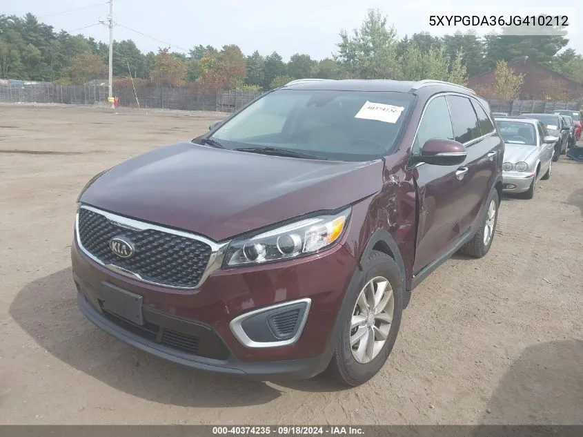 5XYPGDA36JG410212 2018 Kia Sorento 2.4L Lx