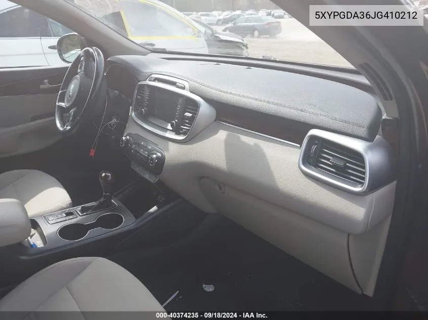 5XYPGDA36JG410212 2018 Kia Sorento 2.4L Lx