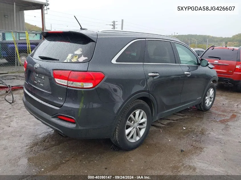 2018 Kia Sorento 3.3L Lx VIN: 5XYPGDA58JG426607 Lot: 40390147