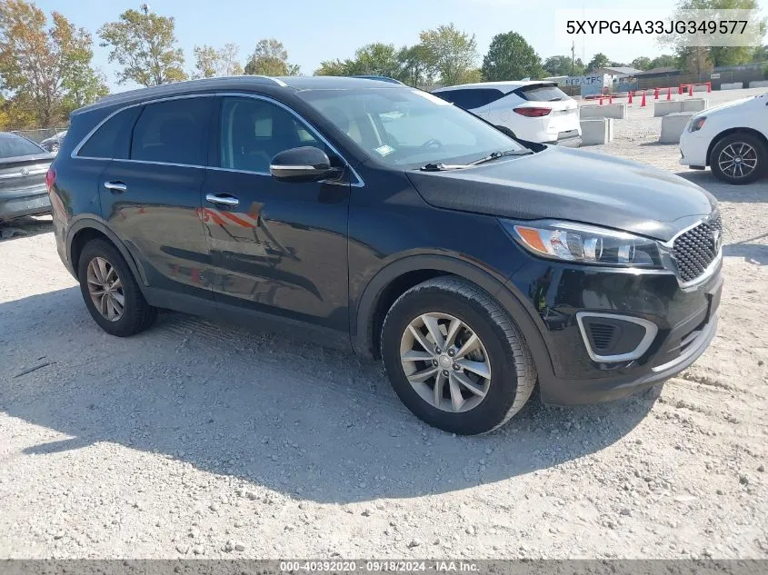 2018 Kia Sorento 2.4L Lx VIN: 5XYPG4A33JG349577 Lot: 40392020