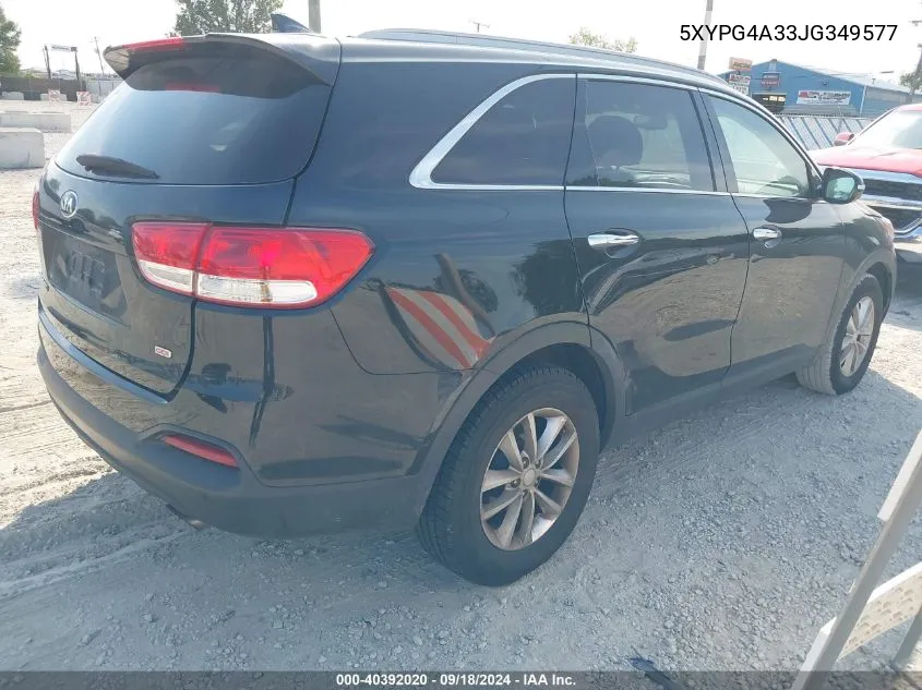 2018 Kia Sorento 2.4L Lx VIN: 5XYPG4A33JG349577 Lot: 40392020