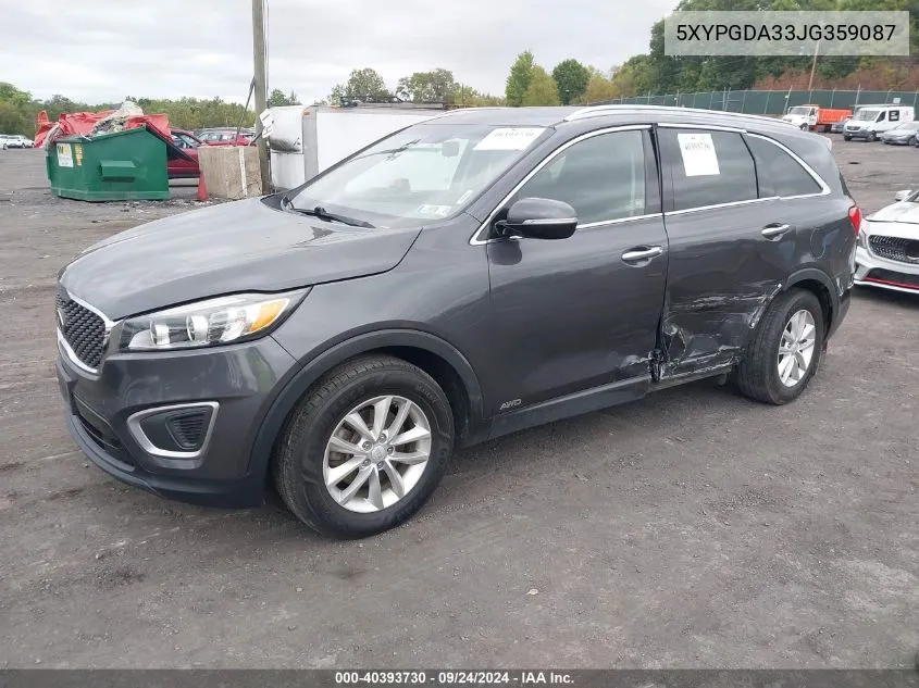 5XYPGDA33JG359087 2018 Kia Sorento 2.4L Lx