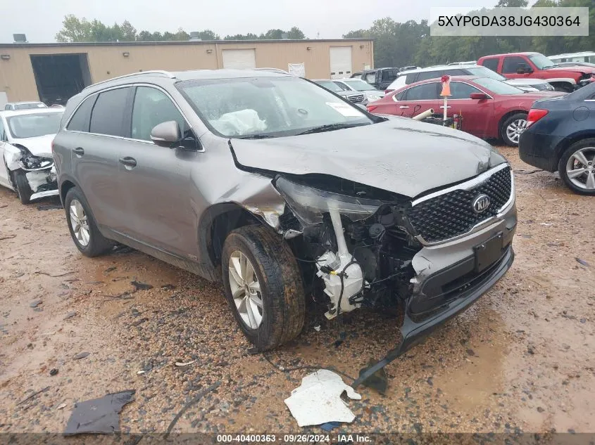 5XYPGDA38JG430364 2018 Kia Sorento 2.4L Lx