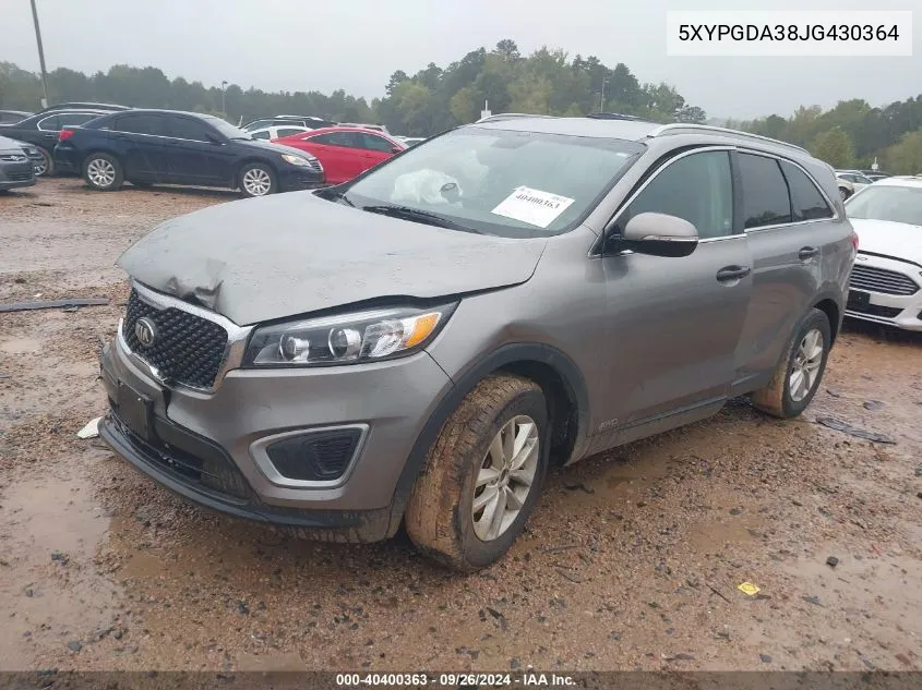 5XYPGDA38JG430364 2018 Kia Sorento 2.4L Lx