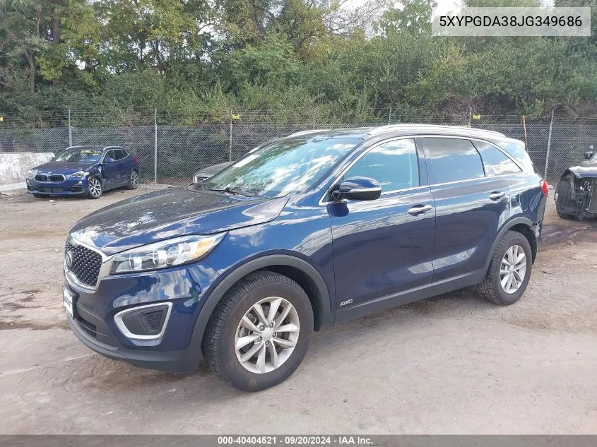 2018 Kia Sorento 2.4L Lx VIN: 5XYPGDA38JG349686 Lot: 40404521