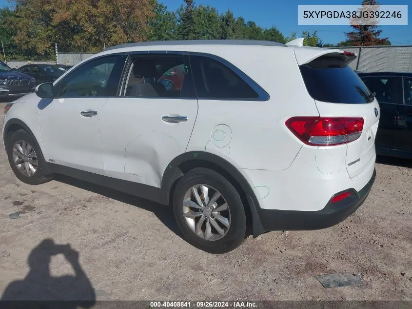 2018 Kia Sorento Lx/L VIN: 5XYPGDA38JG392246 Lot: 40408841