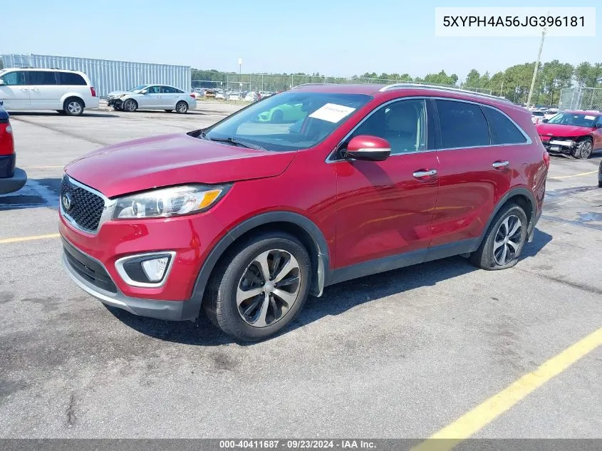 2018 Kia Sorento 3.3L Ex VIN: 5XYPH4A56JG396181 Lot: 40411687