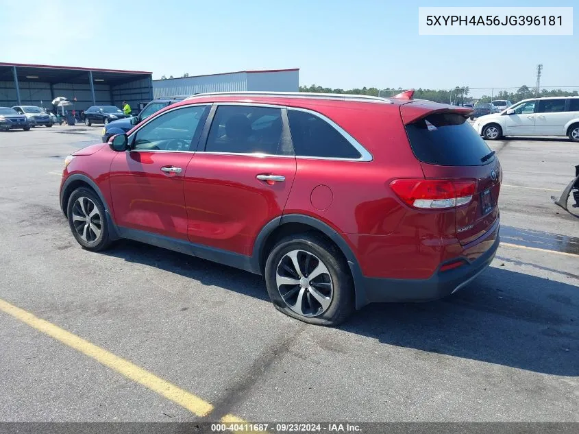 2018 Kia Sorento 3.3L Ex VIN: 5XYPH4A56JG396181 Lot: 40411687