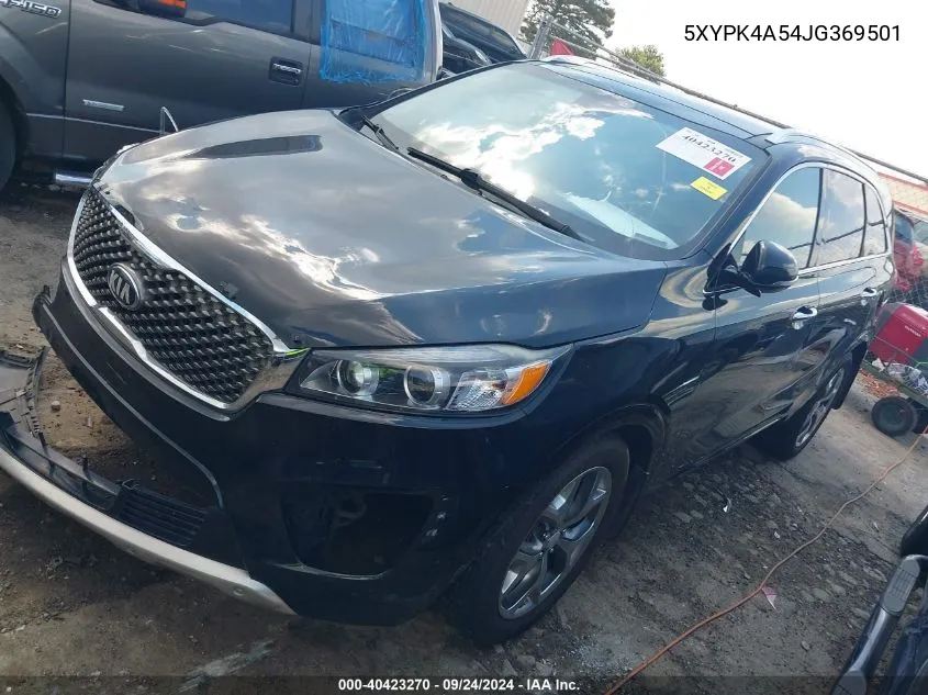 2018 Kia Sorento 3.3L Sx VIN: 5XYPK4A54JG369501 Lot: 40423270