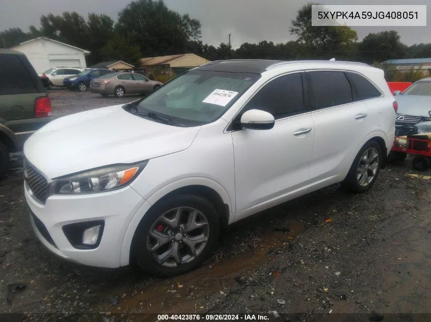 2018 Kia Sorento 3.3L Sx VIN: 5XYPK4A59JG408051 Lot: 40423876